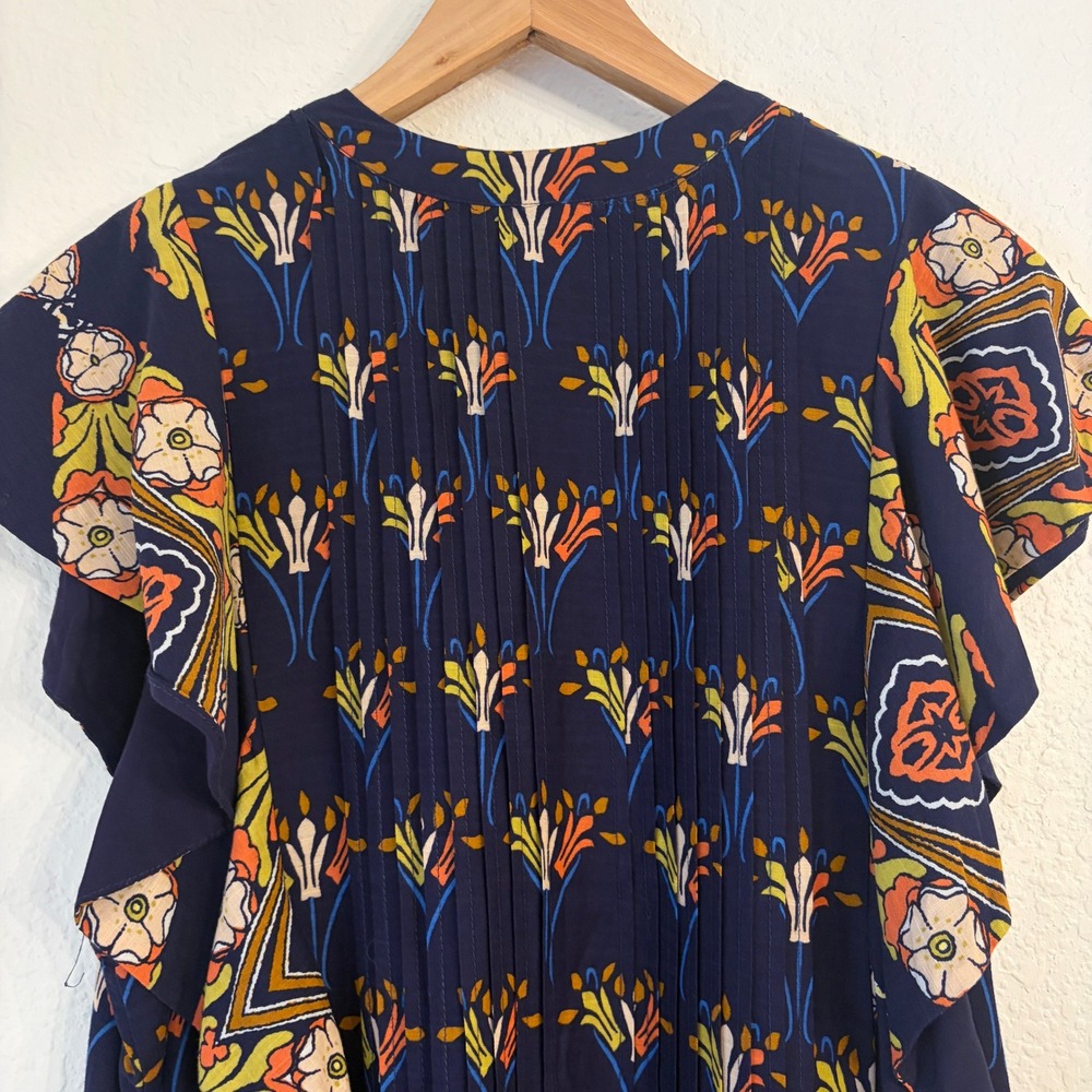 Anthropologie Maeve Cassandra Maxi Dress 1X Boho Pintuck Flutter Sleeve Floral - Picture 9 of 15